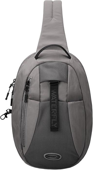 WATERFLY Small Crossbody Sling Backpack: RFID Blocking Anti Theft Sling Bag Travel Daypack Man Woman (Grey)