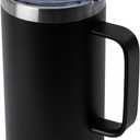 DOMICARE 24oz Mug with Handle and Lid, Stainless Steel Coffee Mug, Reusable Insulated Cup, Travel Mug with Handle, Double Wall Vacuum Coffee Tumbler for Men and Women, Black, Pack 1