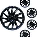 Hubcap Wheel Cover Replacement R15 Hub Caps Universal-Fit Steel Wheel Rim Cover ABS Material Exterior Accessories for Car Truck SUV -Set of 415-inchBlack