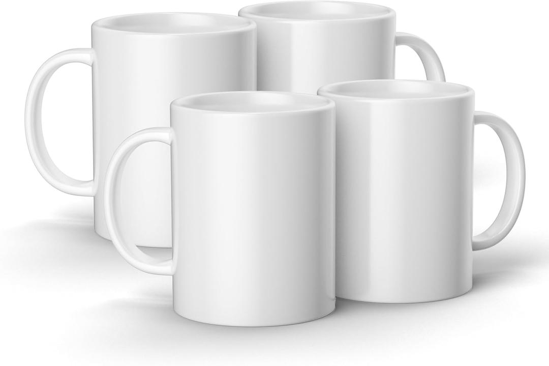 Ceramic Mug Blank - 15 oz/425 ml (4 ct) - DIY Custom Mug - Works with Infusible Ink Transfer Sheets, Pens, Markers & Sublimation, 4 Count