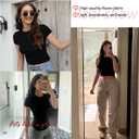 Dwnval Womens 2 Piece Sexy Casual Short Sleeve Crewneck Shirts Summer Slim Fit Cute Crop Tops (XL)