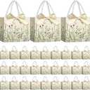 Moinchore 30 Pcs Vintage Wildflower Paper Gift Bags Bulk 5.5 x 4.7 x 2.5 in Mini Flower Plant Favor Bags with Handles Bow Ribbon Wrap for Spring Summer Birthday Home Wedding Party Supplies