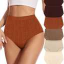 MIOTAN Womens High Waisted Underwear 6 Pack Cotton Seamless No Show Panties Postpartum Full Coverage (Multicolor, S)