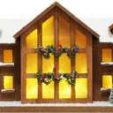 Led Lighted Christmas Decorations for Home Big Village Christmas Ski Lodge with Timer Wooden Snow Winter Scene Farmhouse Tree House Rustic Tabletop Holiday Decor Xmas Signs