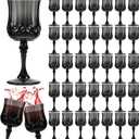 Pinkunn 50 Pcs Black Patterned Plastic Wine Glasses Colorful Goblet Champagne Flutes Vintage Style Dishwasher Safe Drinking Glasses for Wedding, Reception, Grand Event Party