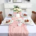 8 Pack Blush Pink Table Runner Cheesecloth 10Ft Spring Gauze Cheese Cloth Table Runner 120 Inch Boho Sheer Rustic Fabric for Holiday Party Decor Bridal Baby Shower Wedding Decoration