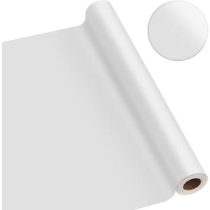 White Wallpaper 23.6"x394" Contact Paper Solid Matte White Peel and Stick Removable Wallpaper Textured Vinyl Film Self Adhesive for Cabinets Waterproof Wall Coverings Shelf Home Decorative
