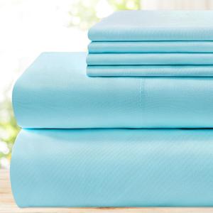 BYSURE 6 Pieces Bed Sheets Set(King, Aqua Blue) - Hotel Luxury Super Soft 1800 Thread Count 100% Microfiber Sheets with Deep Pockets, Wrinkle & Fade Resistant