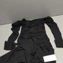 KUTUMAI Off Shoulder Long Sleeve Maxi Dress Corset Bodycon Ruched Cocktail Formal Wedding Guest Dresses for Women Fall (Small, Black)