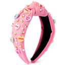 Y1tvei Valentine's Day Conversation Heart Headband - Pink XOXO Conversation Heart Love Crystal Rhinestone Headband, Fashion Wide Top Knot Head Band Trendy Hair Accessories Gifts for Girlfriend Wife