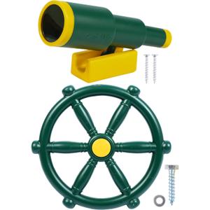 RedSwing Playground Accessories for Kids, Play Set Attachments with Pirate Ship Wheel and Telescope for Outdoor Backyard, Swing Set Replacement for Treehouse, Easy to Set Up (Green)