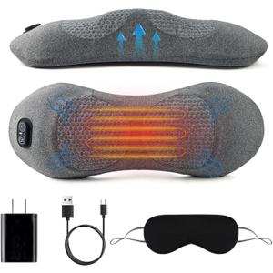 Triple Fusion Back Massager, 3-in-1 Electric Lumbar Support Pillow Heat Vibration Massage Lower Back Spine Decompression Device with Traction for Neck and Shoulder and Backs (Dark Gray)
