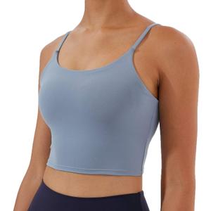Women's Strappy Stretch Sports Bra Longline Yoga Tank Top Fitness Bra Workout Camisole Crop Tops for Teen Girl (XXL)