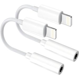 [Apple MFi Certified] 2 Pack Lightning to 3.5mm Aux Audio Adapter, Headphone Jack Converter Dongle for iPhone 14/13/12/X/XR & iPad (Supports All iOS Systems)