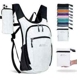 Hiking Backpack 10L/15L Small Daypack Lightweight Packable Travel Foldable Water Resistan for Women Men (White, 15L)