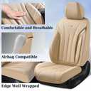 Coverado Car Seat Covers Full Set, Breathable Nappa Leather Seat Covers for Cars, Universal Seat Covers, Front and Back Waterproof Car Seat Protector, Automotive Seat Cushion Fit Most Cars(Beige)
