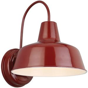 Design House Mason Farmhouse Gooseneck Barn Light, Outdoor Exterior Porch or Patio Wall Light Fixture, Rustic Red, 8 Inch Diameter, 1-Pack, 520559