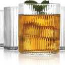 Drinking Glasses Set of 6, 10 oz. Highball Glasses, Vintage Glassware Set Cocktail Glass for Water, Beverage, Cute Glass Cups, Iced Coffee Cup