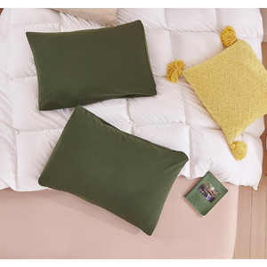Ecocott 100% Natural Cotton Pillowcases King Size Avocado Green 2 Pack Pillow Cases with Envelope Closure (23"x23")