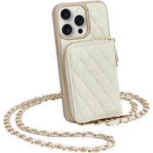 LAMEEKU Compatible with iPhone 16 Pro Max Case Wallet with Card Holder, RFID Blocking Wrist Strap Crossbody Phone Cover for Women for iPhone 16 Pro Max 6.9" Beige