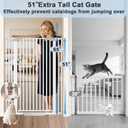 51" Extra Tall Cat Gate for Doorway/Hallway, 30-41" Wide，Pressure Mounted Pet & Dog Gates Walk Through, Cat Fence Indoor No Drilling，Auto Close,White