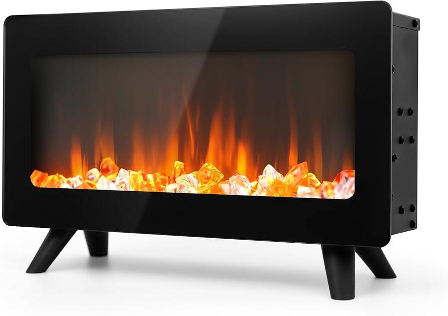 36" Small Electric Fireplace Heater - Desk Space Heater with Realistic Led 3D Flames, Freestanding Fire Places Electric Fireplace Heater for Indoor Use, 750 | 1500w, Overheating Protection