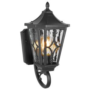23" Outdoor Wall Light Fixtures,Exterior Waterproof Wall Lantern, Porch Sconces Lighting with E26 Socket & Water Ripple Glass Shades,Matte Black Outside Wall Lantern Light for House Front Door Garage