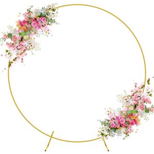 Wokceer Round Arch Backdrop Stand 6.6FT Gold Circle Balloon Arch Frame Stand Metal Wedding Arch Stand for Wedding Birthday Party Bridal Shower Anniversary Ceremony Decoration