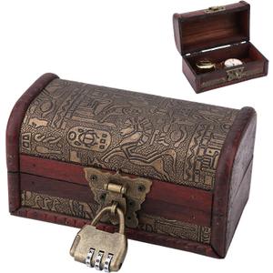 Vintage Wood Treasure Chest, Antique Jewelry Storage Box, Kids Storage Treasure Chest, Wooden Storage Decorative Box, European Style Classical Egyptian Case Jewelry Storing Container Home Decoration