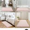 ILANGO Pink Bathroom Rugs 32" 20" Non Slip & Super Absorbent Extra Thick Soft, Washable Bath Mat for Floor, Microfiber Plush Shaggy Bath Rug with Rubber for Bathtub Shower Room Sink