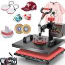 OIIEE Heat Press Machine 5 in 1 Combo Heat Press 15 x 15 Inch Heat Transfer Machine 360-Degree Swing Away Digital Shirt Printing Multi-function Heat Transfer Sublimation for T Shirts Mug Hat Plate Cap