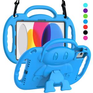 SUPLIK Kids Case for New iPad 11th Gen (A16) 11-Inch 2025 & 10th Generation 10.9" 2022 & Air 11" 2025/2024 & Air 5th/4th Gen & Pro 11, Durable Shockproof Cover with Shoulder Strap Handle Stand, Blue