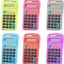 Pocket Size Calculator 8 Digit, Dual Power, Large LCD Display, School Student Desktop Accounting Office Calculators (Pack of 6) - by Emraw