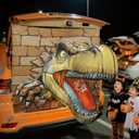 2025 Halloween Trunk or Treat Car Decorations, T-Rex Theme Halloween Car Inflatable Decor, Built-in LED Lights & Candy Pocket for Outdoor Trunk Parties & Events