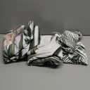 Queen Size Bed Sheet Sets with Pillowcases, Green Golden Tropical 4 Pcs Soft Microfiber Bedding for Kids and Adults, Leaves Monstera Palm Flat, Fitted Sheet for Bedroom Bed Decor