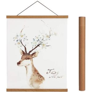 Artmag Magnetic Poster Hanger Frame, 40x27 40x30 40x60 Light Wood Wooden Magnet Canvas Artwork Print Poster Hangers Frames Hanging Kit (Teak Wood, 40")