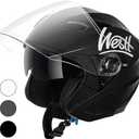 Westt Open Face Helmets with Dual Sun Visor– Motorcycle Helmet for Men and Women 3/4 Helmets DOT Approved for Scooter Motorbike Street Jet Series