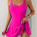 Eomenie One Piece Swimdress Swimsuits for Women Tummy Control Swim Dresses Skirt Bathing Suit (Pink, L)