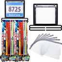 Moxweyeni Race Medal and Bib Display Medal Hanger Running Bib Holder Wall Mounted Hanging Rack Stands Gifts for Runners (13.78 x 11.22 Inch, Black)