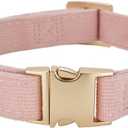 Soft Cotton Dog Collar with Metal Buckle Adjustable Heavy Duty Comfy Corduroy Collars for Small Medium Large Dogs (Light Pink, Small)