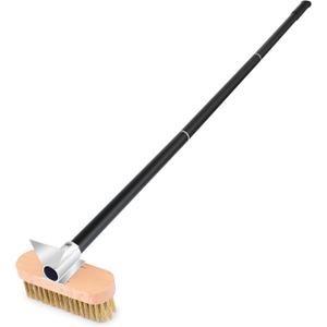 Pizza Oven Brush with Scraper, Brass Bristles Grill Brush with 33 or 47 Inch Long Handle, Pizza Oven Accessories (Medium 6")