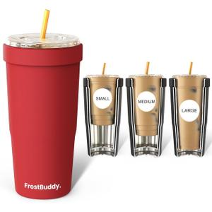 Frost Buddy Togo Buddy | 30 oz Stainless Steel Vacuum Insulated Tumbler | To Go Coffee Cup  Iced Coffee Cups, Iced Coffee Sleeve, Travel Mug, Thermal Cup for Hot & Cold Drinks, Dunkin Cup (Crimson)