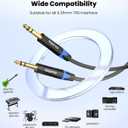 Tisino 1/4 inch TRS Cable, 15 FT, Black, Male to Male, Balanced Stereo Audio Cable, Compatible with Studio Monitor, Electric Guitar, Bass, Keyboard, Amplifier, Mixer