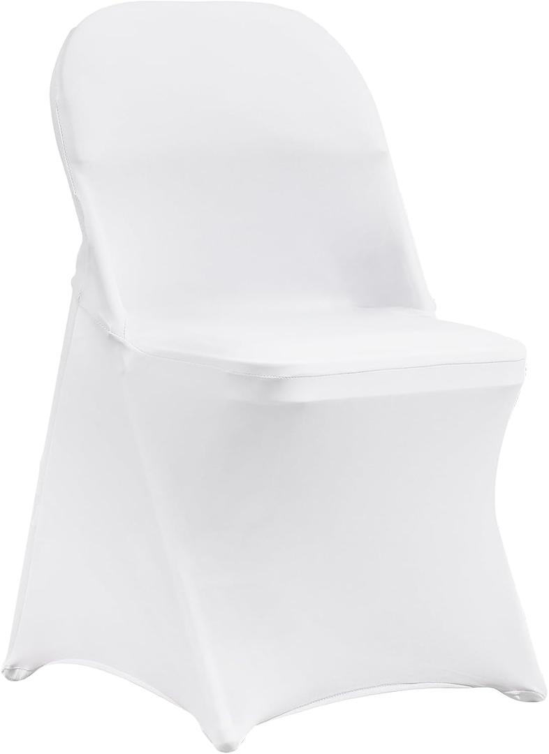 VEVOR Stretch Spandex Folding Chair Covers, Universal Fitted Chair Cover, Removable Washable Protective Slipcovers, for Wedding, Holiday, Banquet, Party, Celebration, Dining (50PCS White)