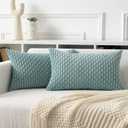 Kevin Textile Throw Pillow Covers Soft Corduroy Decorative Set of 2 Boho Striped Pillow Covers Pillowcases Farmhouse Home Decor for Couch Bed Sofa Living Room 12x20 Inch Dusty Green