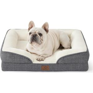 Bedsure Orthopedic Dog Bed for Medium Dogs - Waterproof Dog Sofa Beds Medium, Supportive Foam Pet Couch Bed with Removable Washable Cover, Waterproof Lining and Nonskid Bottom, Black Checks (28.0"L x 23.0"W x 6.5"Th)