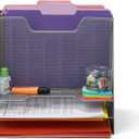 Mind Reader Metal Mesh Desktop File Organizer, 3-Tier Paper Tray with 5 Compartments, Office Mail Sorter, Silver