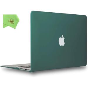 UESWILL Smooth Touch Matte Hard Shell Case Cover Compatible with 2010-2017 MacBook Air 13 inch (Model: A1466 / A1369) + Microfiber Cloth, Peacock Green