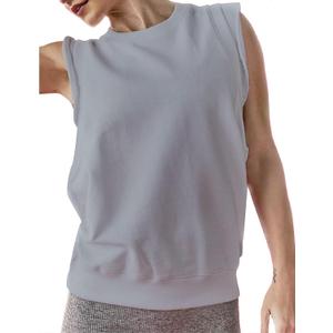 Womens Summer Active Top Ruffle Tank Shirt Casual Sleeveless Workout Basic Crewneck Athletic Outfit(Grey-S)