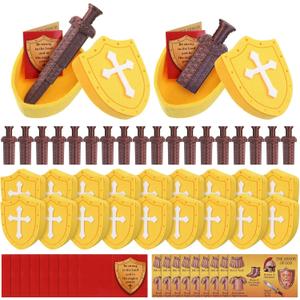 Gemscream 54pcs/18 Set Prefilled Armor of God Easter Eggs with Retractable Sword Religious Armor of God Gift Bulk for Holy Week Easters Egg Hunt Basket Fillers Sunday School Christian Party Supply